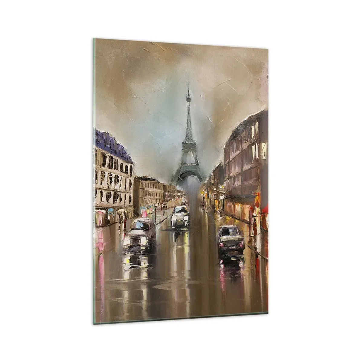 Cuadro sobre vidrio - Impresiones sobre Vidrio - Paisaje urbano nocturno de París con vistas a la Torre Eiffel - 80x120cm - Solo ella importa - Decoración de pared moderna para salón y dormitorio ARTTOR