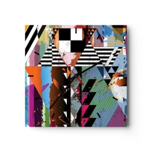 Reloj de pared - Reloj de vidrio - Composición geométrica abstracta con colores vivos. - 30x30cm - Geométrico y orgánico - Decoración de pared moderna para salón y dormitorio ARTTOR