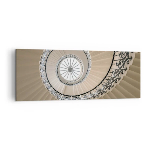 Cuadro sobre lienzo - Impresión de Imagen - Escalera de caracol con un elegante enfoque geométrico. - 140x50cm - En el interior de una concha - Decoración de pared moderna para salón y dormitorio ARTTOR
