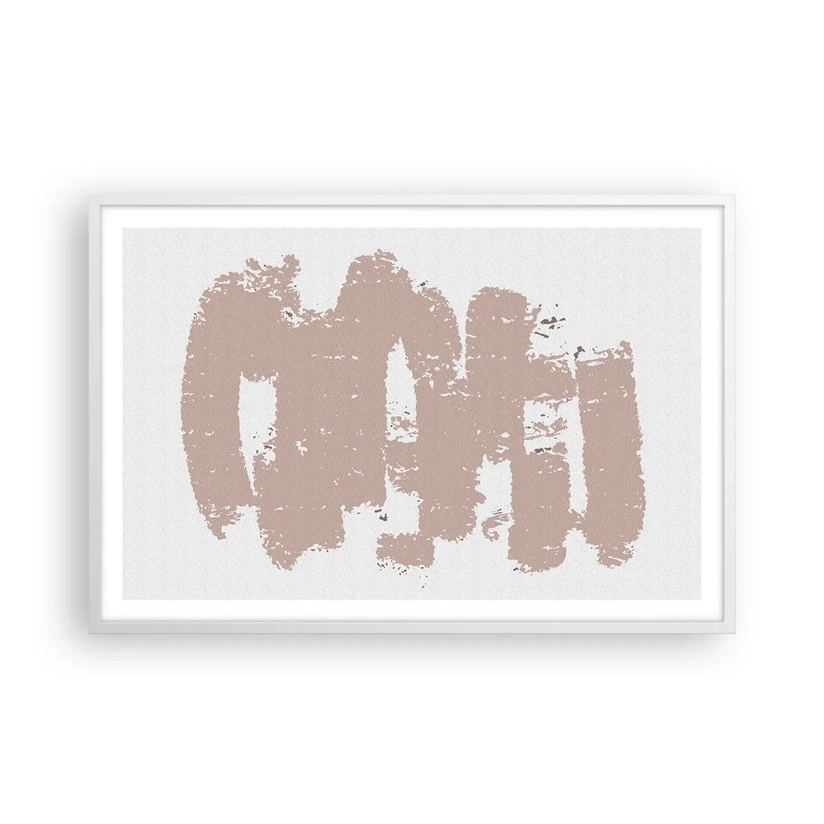Póster en marco blanco - Abstracción en rosa suave - 91x61 cm