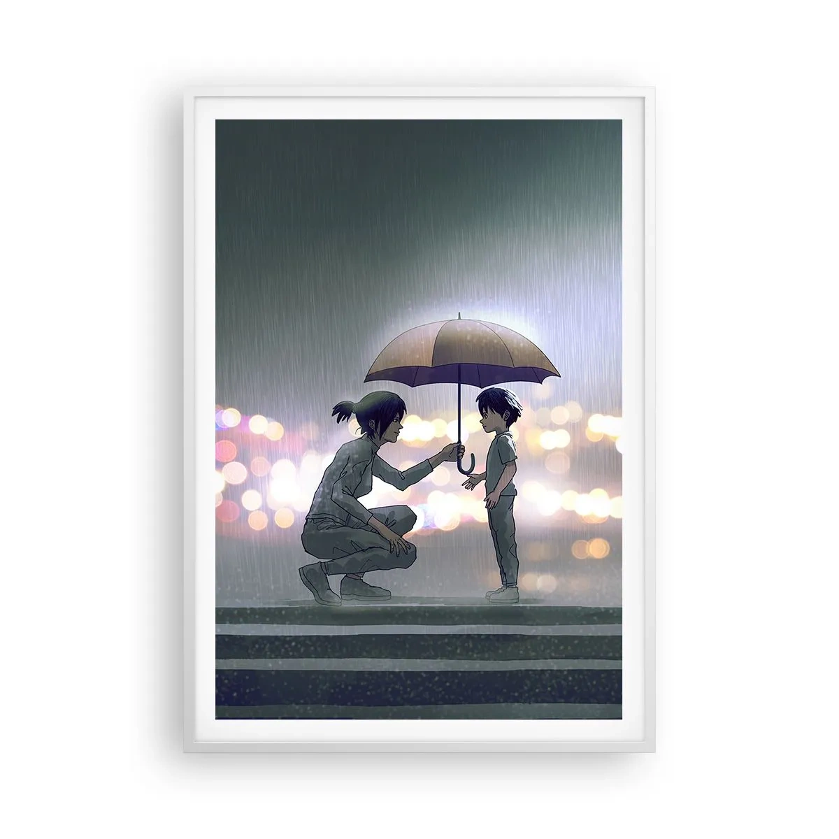 Póster en marco blanco - Y todo está bien - 70x100 cm