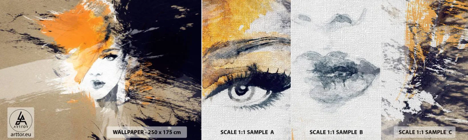 Muestra de fotomural Premium Canvas - Y se convierte en luz - Abstracción, cara de mujer, Mujer - 100x30 cm