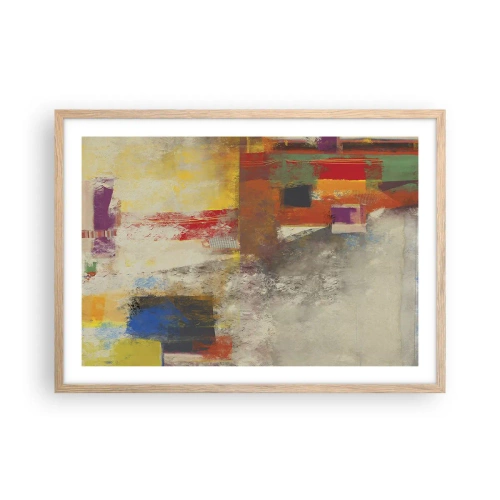 Póster en marco roble claro - Geometría de color - 70x50 cm
