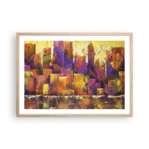Póster en marco roble claro - Composición metropolitana - 70x50 cm