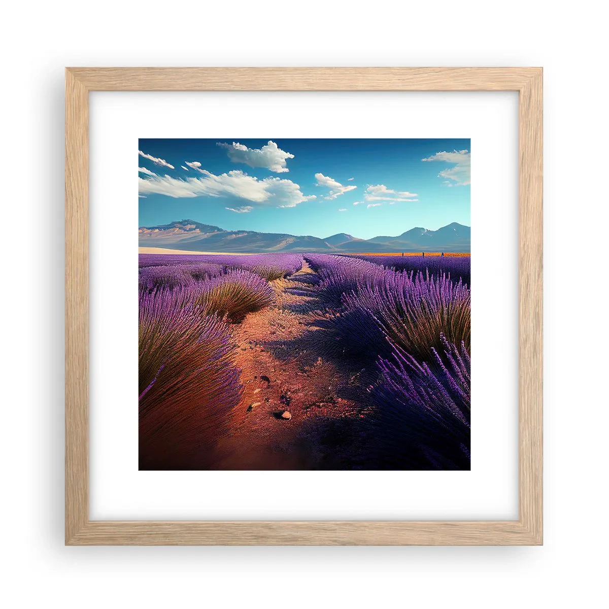 Póster en marco roble claro - Campos fragantes - 30x30 cm