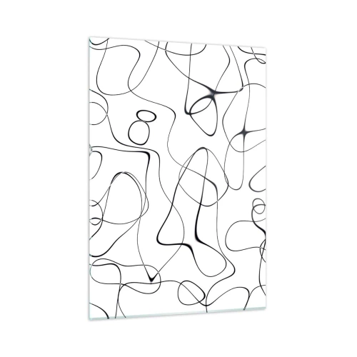 Cuadro sobre vidrio - Impresiones sobre Vidrio - Líneas negras abstractas sobre un fondo blanco - 50x70cm - Los caminos de la vida, las vicisitudes del destino - Decoración de pared moderna para salón y dormitorio ARTTOR