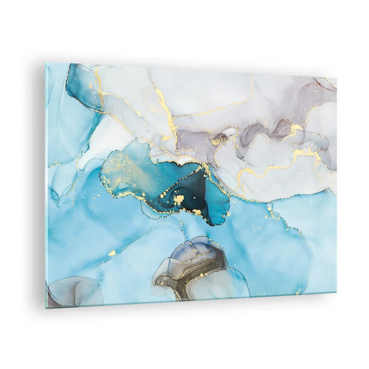 Cuadro sobre vidrio - Impresiones sobre Vidrio - Un estudio del encuentro entre el gris y el turquesa - 70x50 cm
