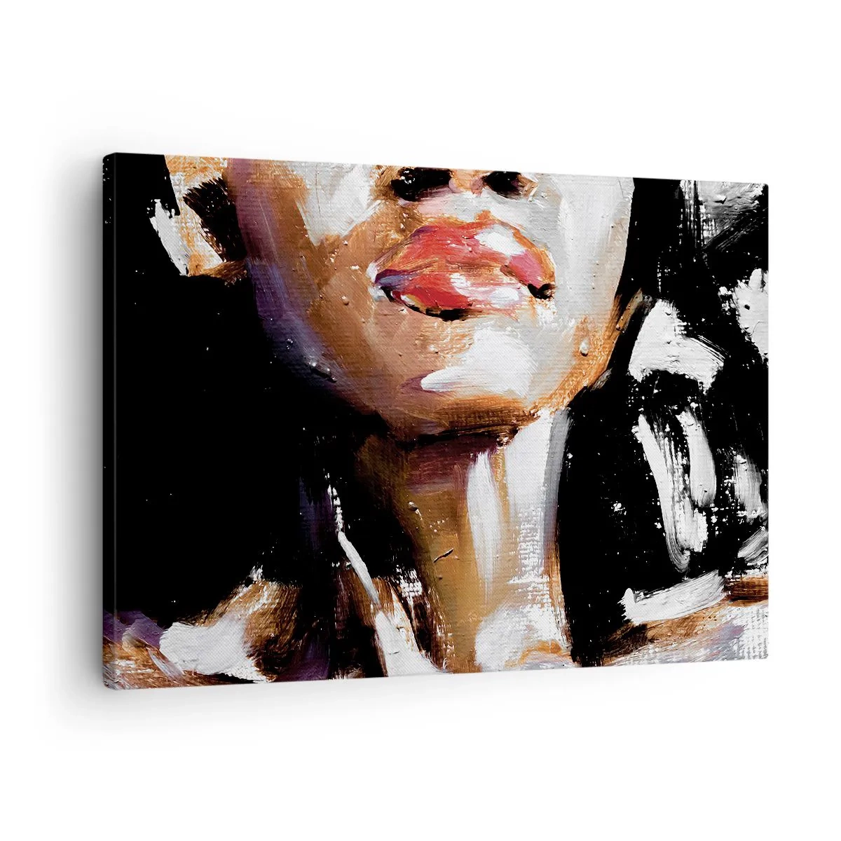 Cuadro sobre lienzo - Impresión de Imagen - Retrato de una mujer en un estilo pictórico expresivo sobre un fondo oscuro. - 70x50cm - Orgullo sin prejuicios - Decoración de pared moderna para salón y dormitorio ARTTOR