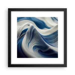 Póster en marco negro - Fluidez de azul y blanco - 30x30 cm