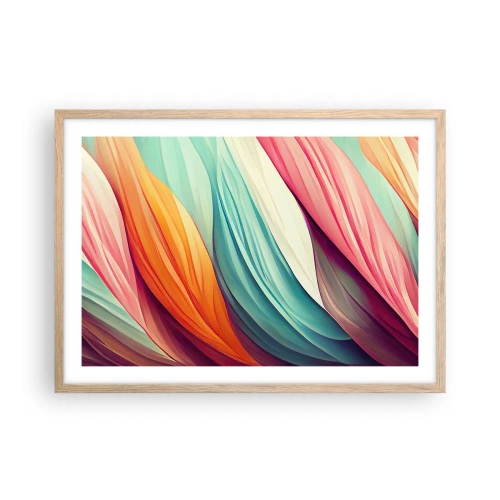 Póster en marco roble claro - Tejido arco iris - 70x50 cm