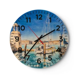 Reloj de pared - Reloj de vidrio - Laguna soleada - 30x30 cm