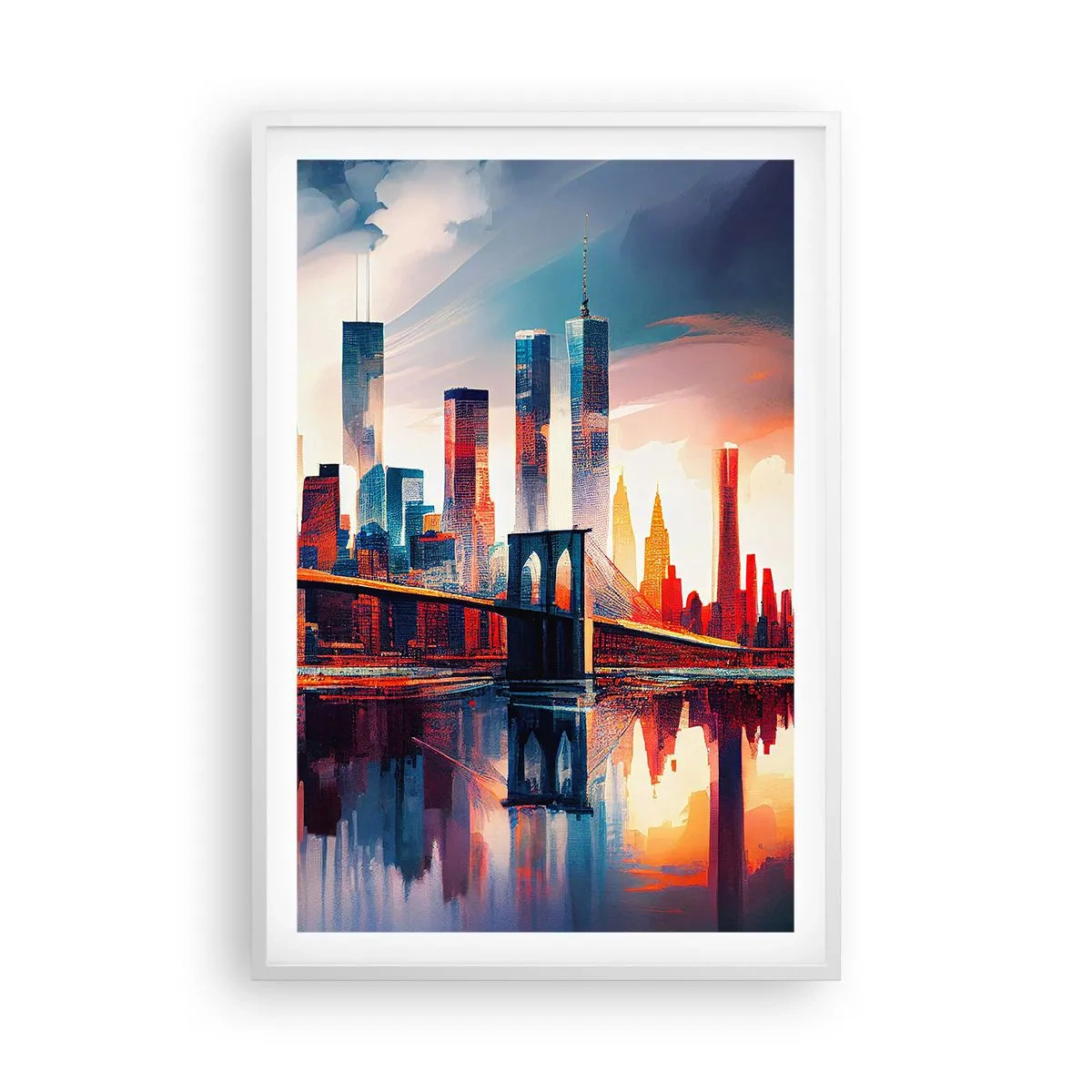 Póster en marco blanco - Nueva York siempre luce - 61x91 cm