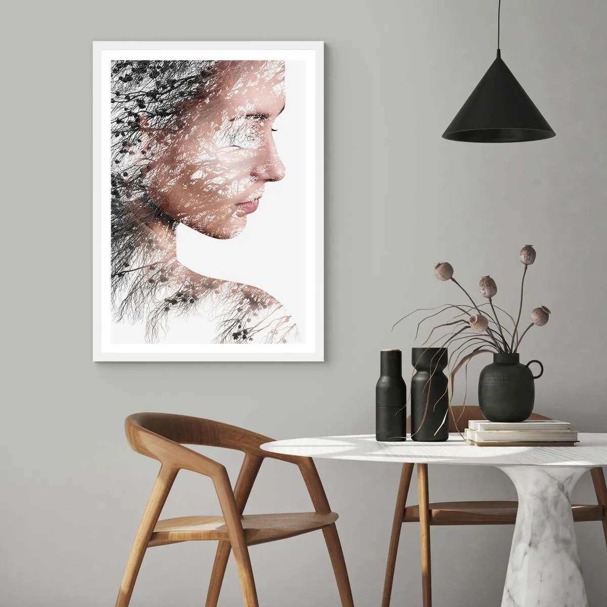 Póster en marco blanco - Espíritu del bosque - 50x70 cm