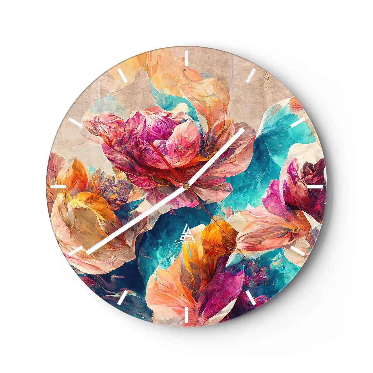 Reloj de pared - Reloj de vidrio - El colorido esplendor de un ramo - 30x30 cm