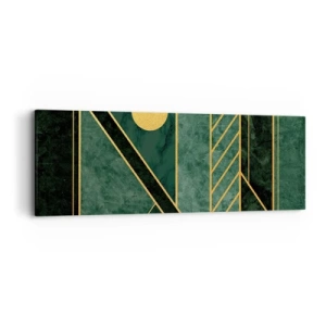 Cuadro sobre lienzo - Impresión de Imagen - La dinámica del oro y el azul - 90x30 cm