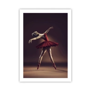 Póster - Una bailarina de ballet con un vestido rojo en el escenario. - 50x70cm - Primera bailarina - Decoración de pared moderna para salón y dormitorio ARTTOR