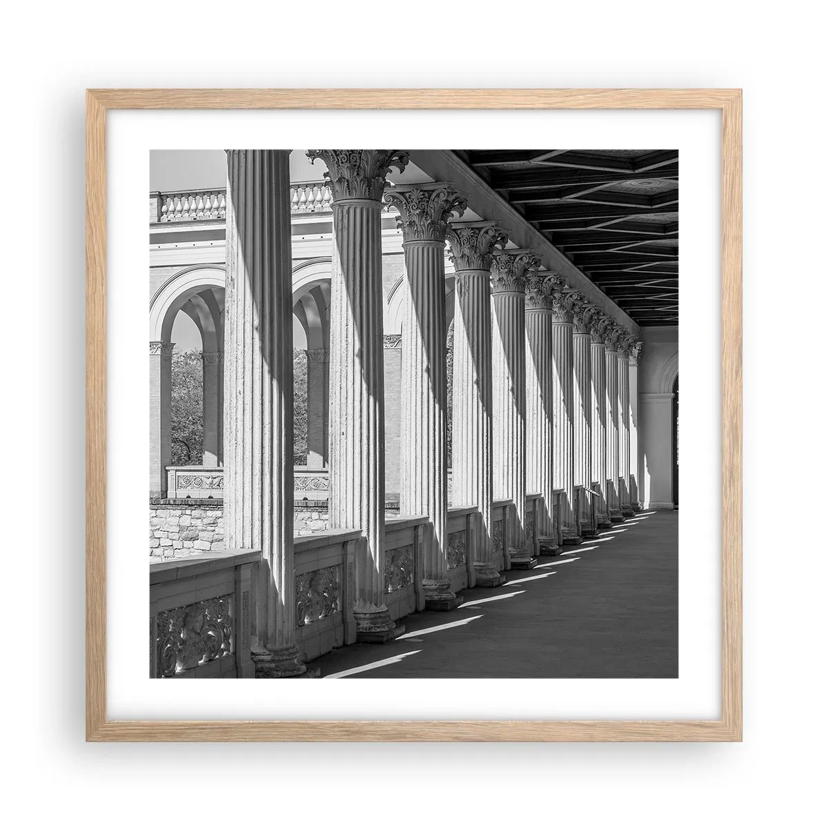 Póster en marco roble claro - Galería soleada - 50x50 cm