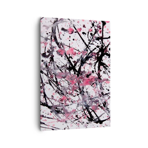 Cuadro sobre lienzo - Impresión de Imagen - Patrón abstracto en tonos rosa, negro y blanco. - 70x100cm - La fugacidad de la vida - Decoración de pared moderna para salón y dormitorio ARTTOR