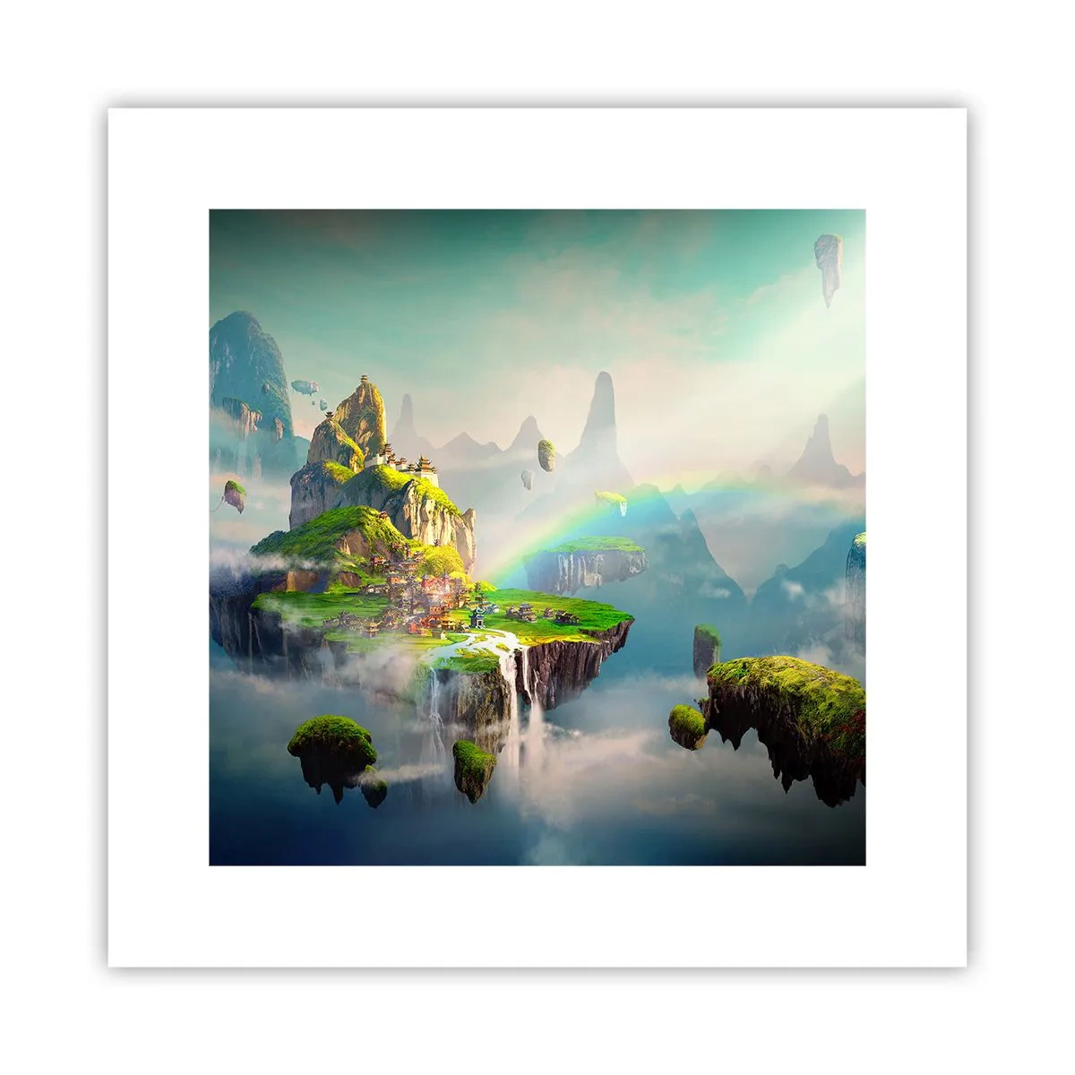 Póster - El medio de la nada - islas flotantes - 30x30 cm