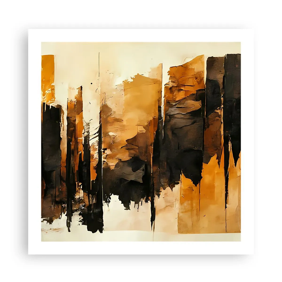 Póster - Armonía de negro y oro - 60x60 cm