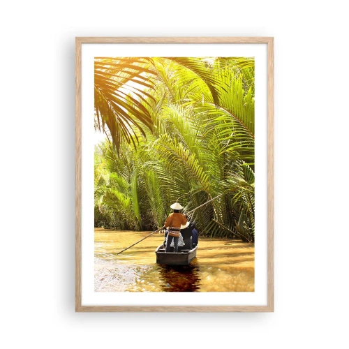 Póster en marco roble claro - En un túnel de palmeras - 50x70 cm