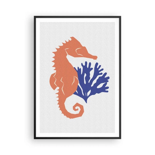 Póster en marco negro - En una pradera submarina - 70x100 cm