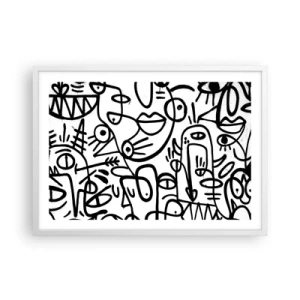 Póster en marco blanco - Rostros y espejismos - 70x50 cm