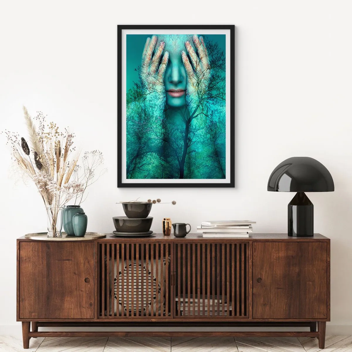 Póster en marco negro - Sumergida en azul - 61x91 cm