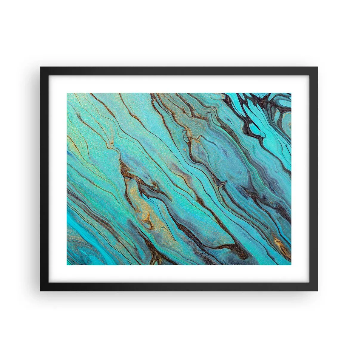 Póster en marco negro - Marea turquesa - 50x40 cm