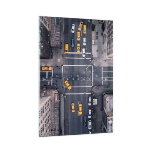 Cuadro sobre vidrio - Impresiones sobre Vidrio - Vista aérea de una calle concurrida de la ciudad - 80x120cm - Una simple elección - Decoración de pared moderna para salón y dormitorio ARTTOR