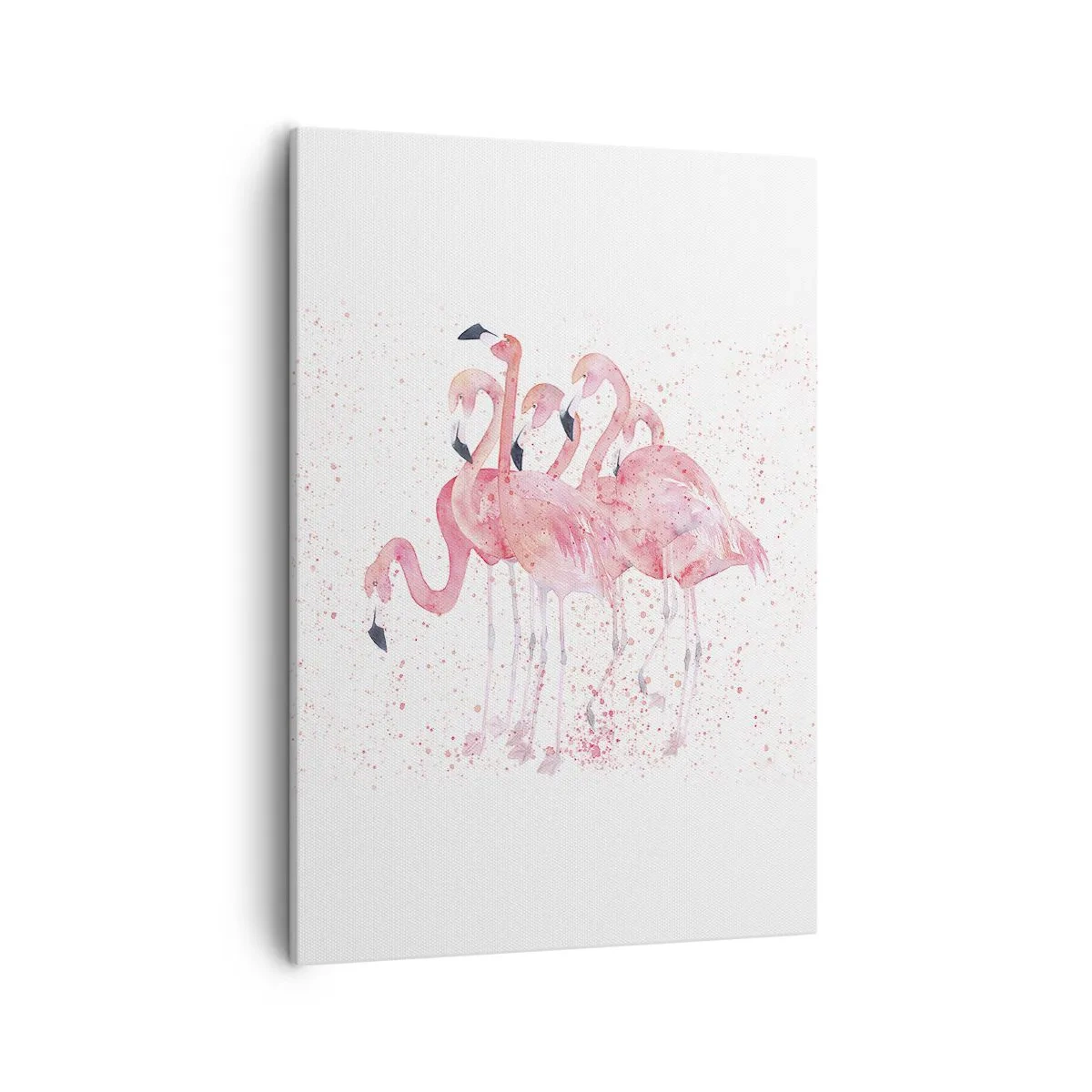 Cuadro sobre lienzo - Impresión de Imagen - Flamencos rosados en un estilo artístico de acuarela. - 50x70cm - Asamblea rosa - Decoración de pared moderna para salón y dormitorio ARTTOR
