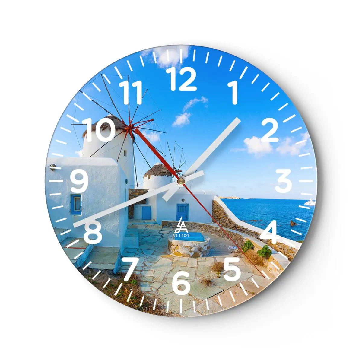 Reloj de pared - Reloj de vidrio - Viento azul marino - 30x30 cm