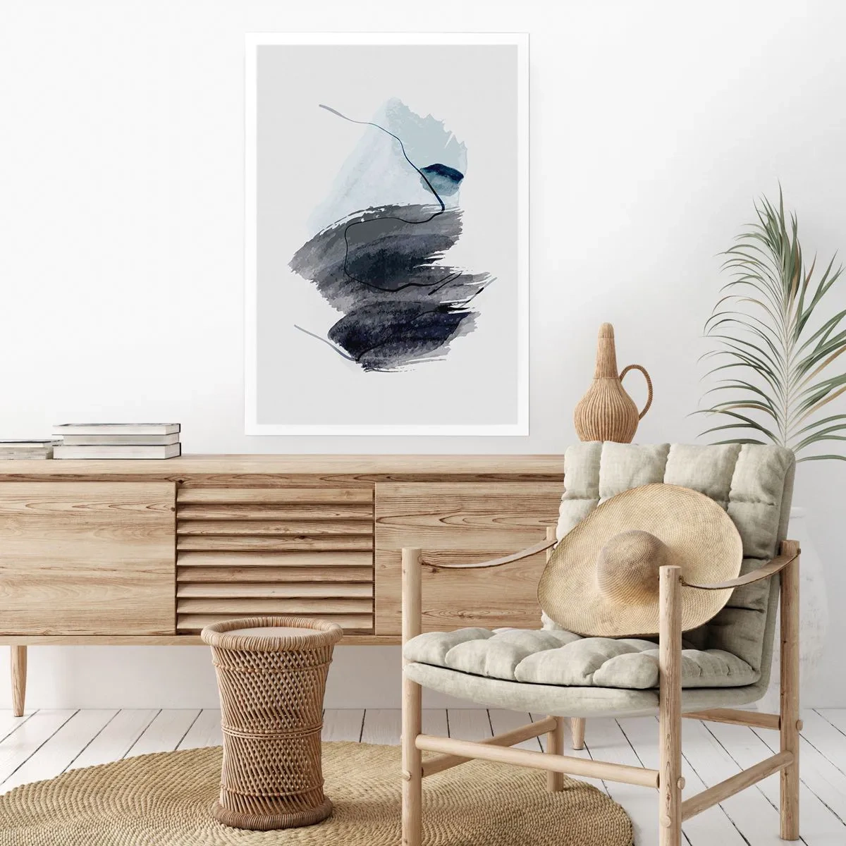 Póster - Pinceladas abstractas en tonos de gris - 50x70cm - Intensidad y movimiento - Decoración de pared moderna para salón y dormitorio ARTTOR