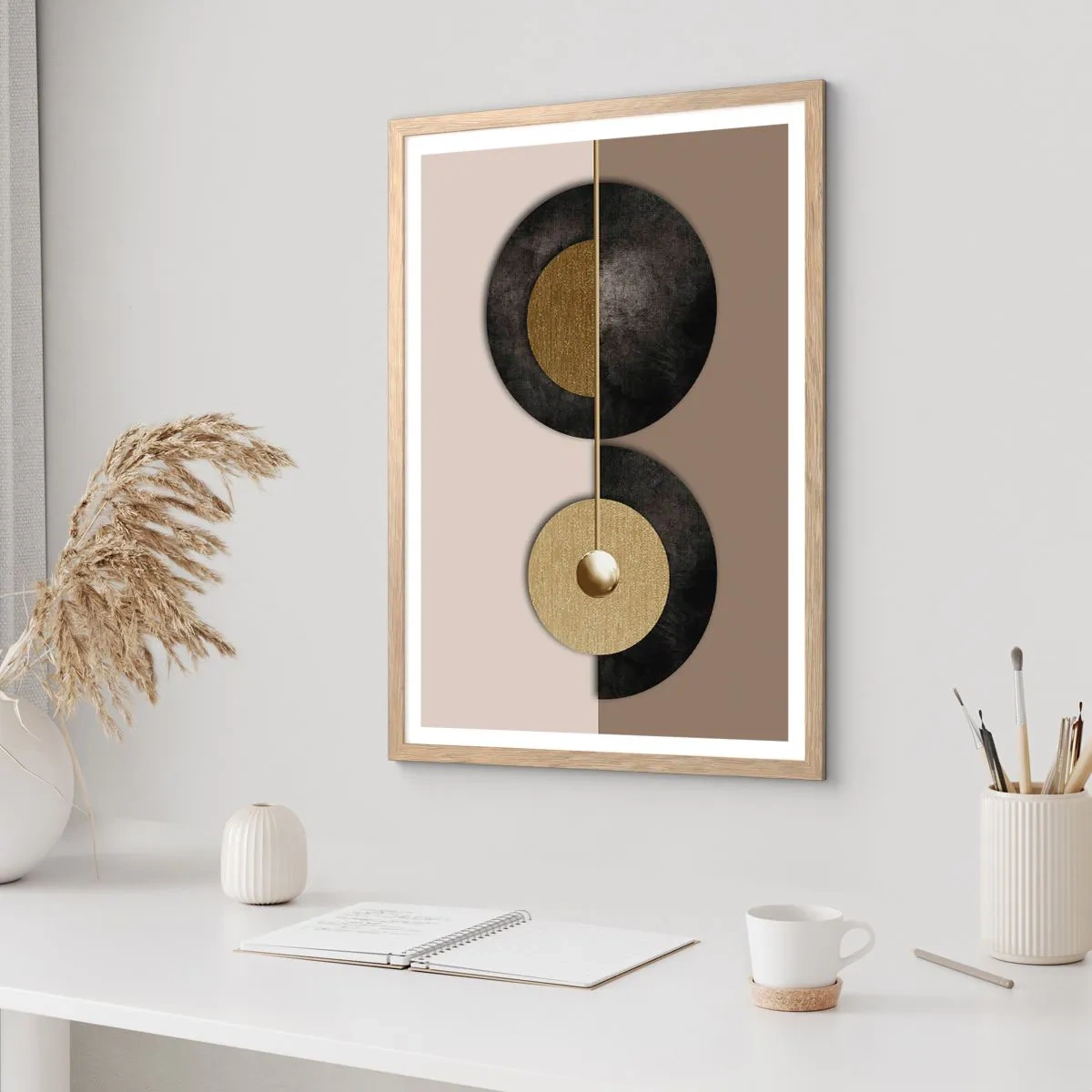 Póster en marco roble claro - Variaciones en torno a un círculo - 30x40 cm