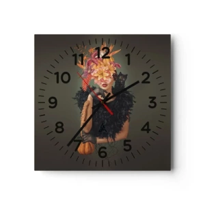Reloj de pared - Reloj de vidrio - Hechizo de bruja - 30x30 cm