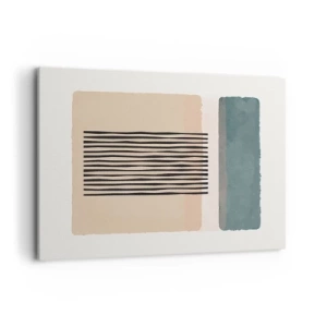 Cuadro sobre lienzo - Impresión de Imagen - Formas geométricas minimalistas en tonos beige y verdes. - 100x70cm - Todo en orden - Decoración de pared moderna para salón y dormitorio ARTTOR
