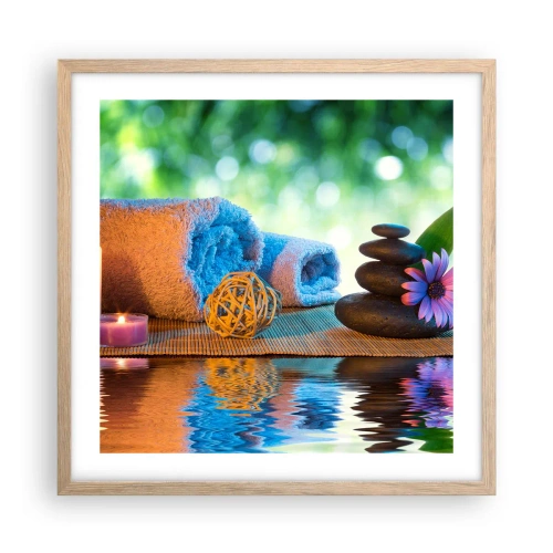 Póster en marco roble claro - Tiempo para el cuerpo - 50x50 cm