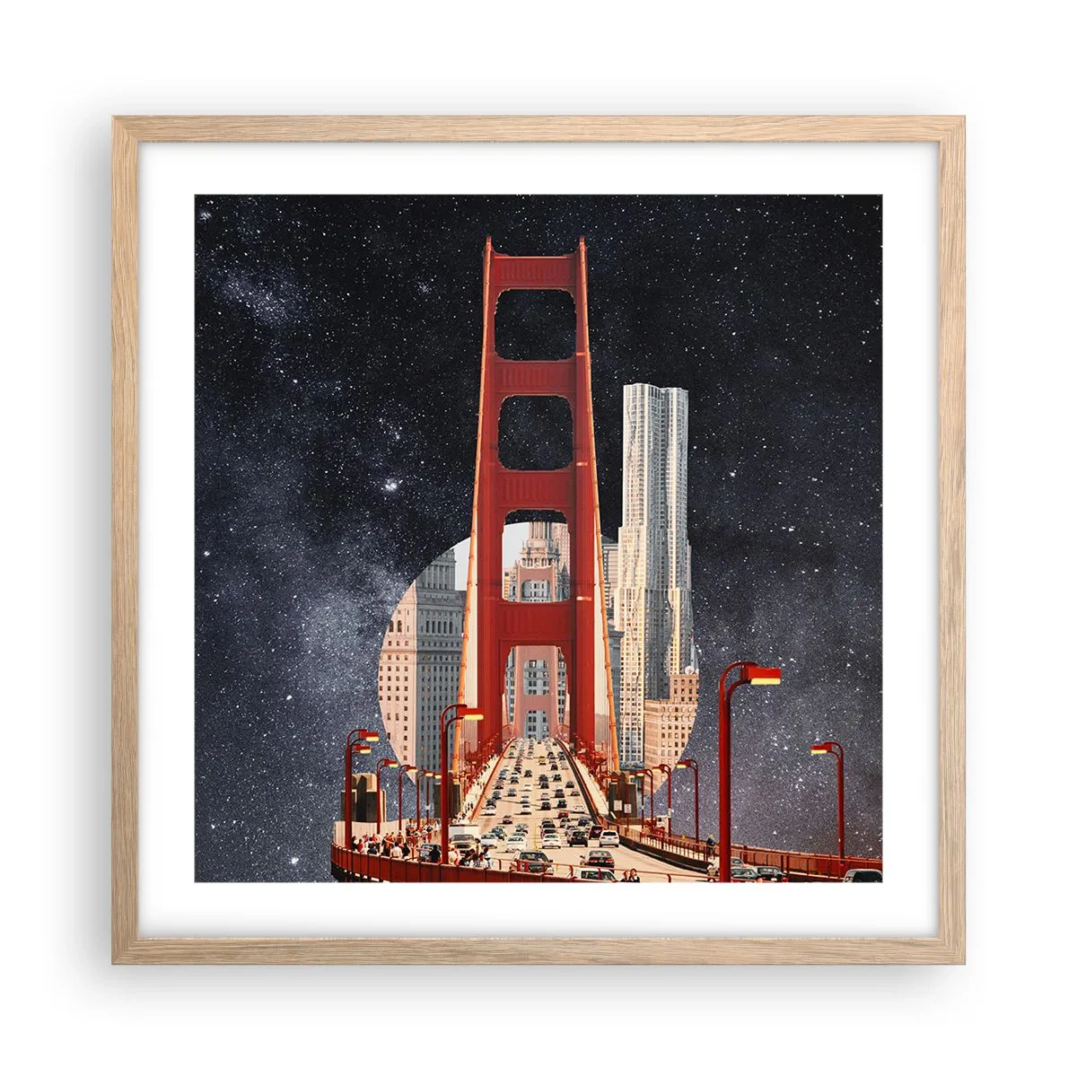 Póster en marco roble claro - Siempre en el centro - 50x50 cm