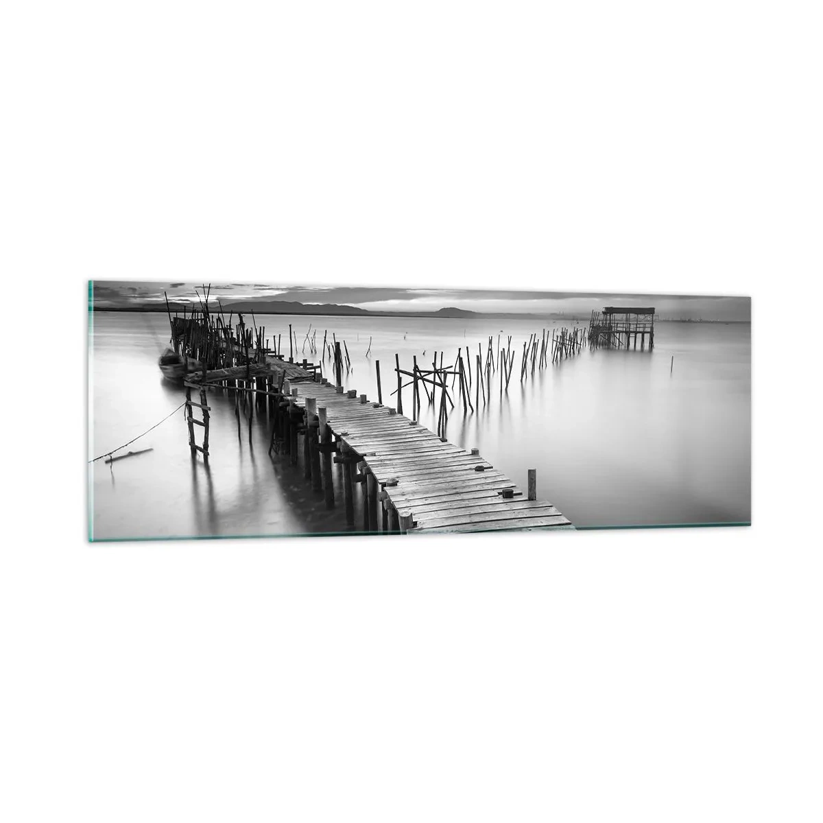 Cuadro sobre vidrio - Impresiones sobre Vidrio - La calma de una orilla olvidada - 90x30 cm