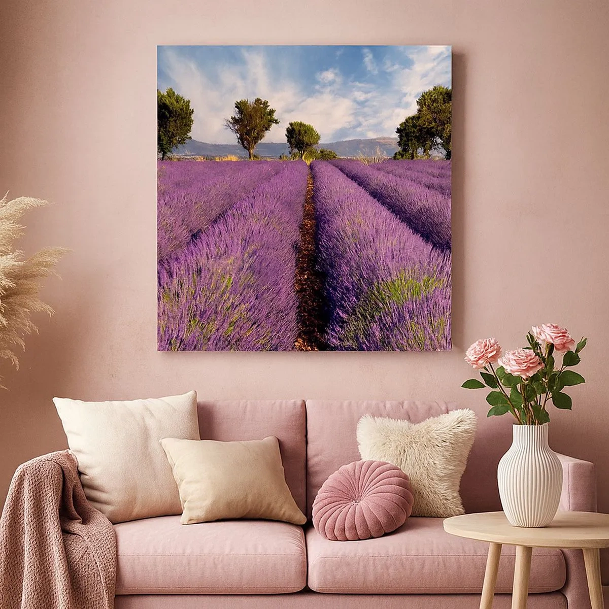 Cuadro sobre lienzo - Impresión de Imagen - Campos de lavanda - 30x30 cm