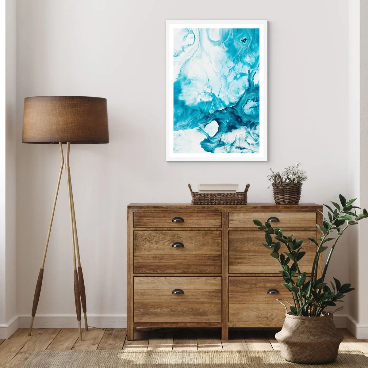Póster en marco blanco - Un concierto azul - 70x100 cm