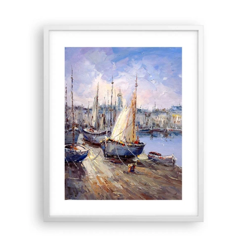 Póster en marco blanco - Ciudad junto a la bahía - 40x50 cm