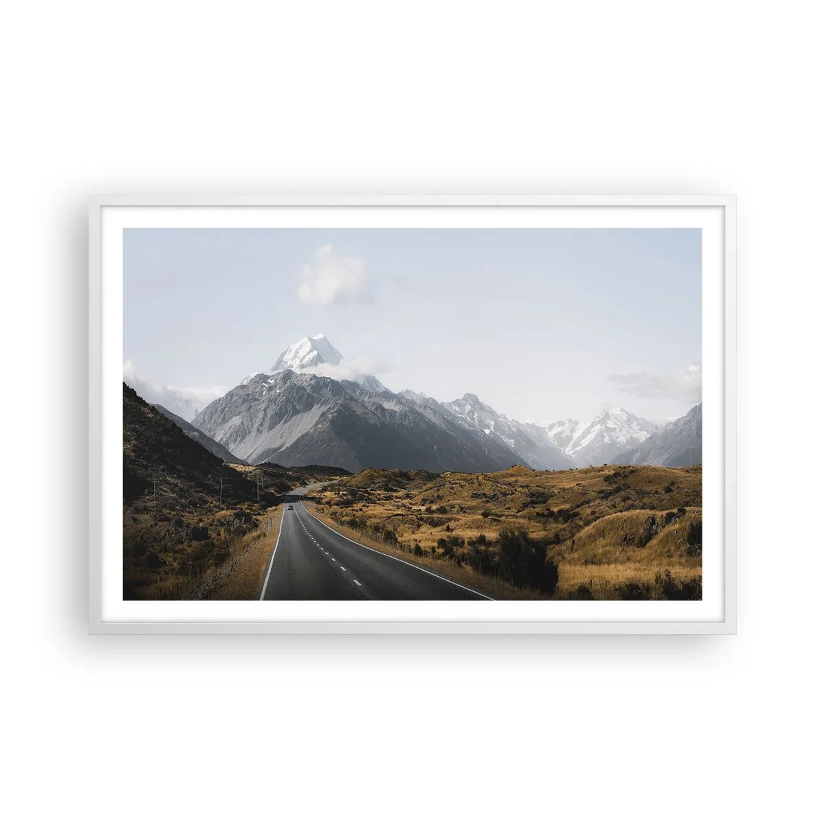 Póster en marco blanco - El camino al corazón de las montañas - 91x61 cm