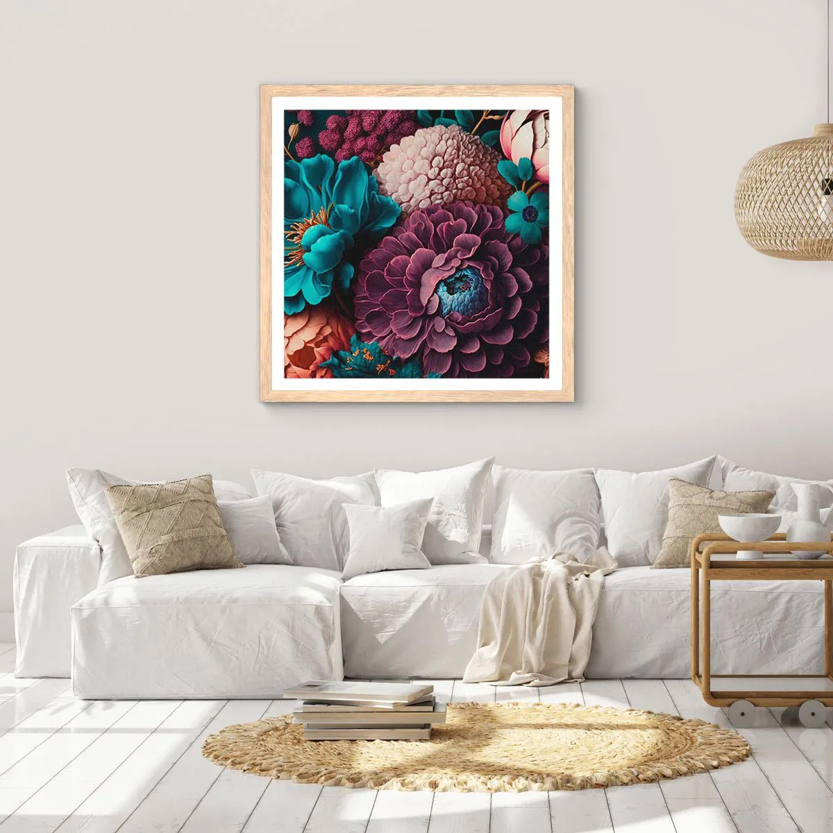 Póster en marco roble claro - Naturaleza en abundancia - 60x60 cm