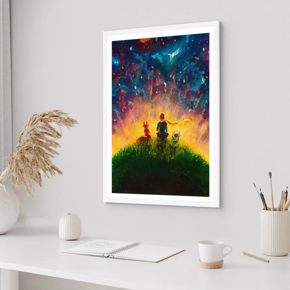 Póster en marco blanco - Amor y amistad - lo único entero - 30x40 cm