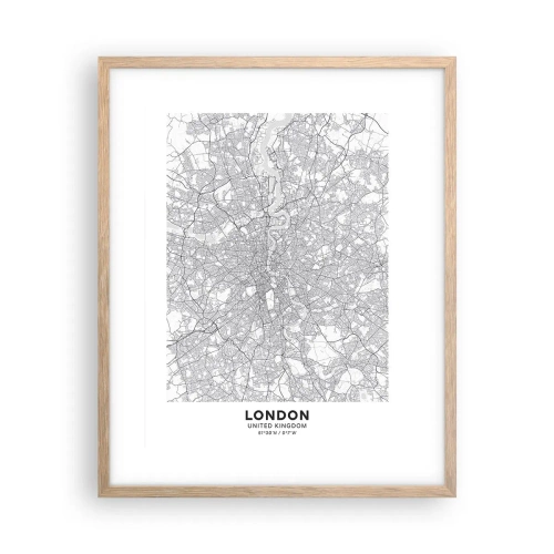 Póster en marco roble claro - Un mapa del laberinto de Londres - 40x50 cm
