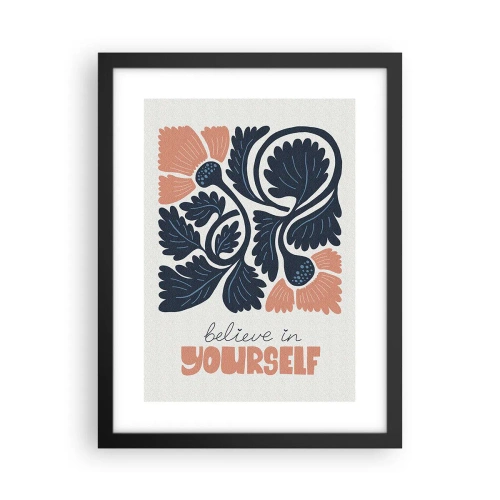 Póster en marco negro - Crece y florece - 30x40 cm