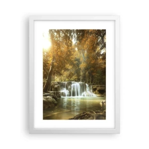 Póster en marco blanco - Una cascada en el parque - 30x40 cm