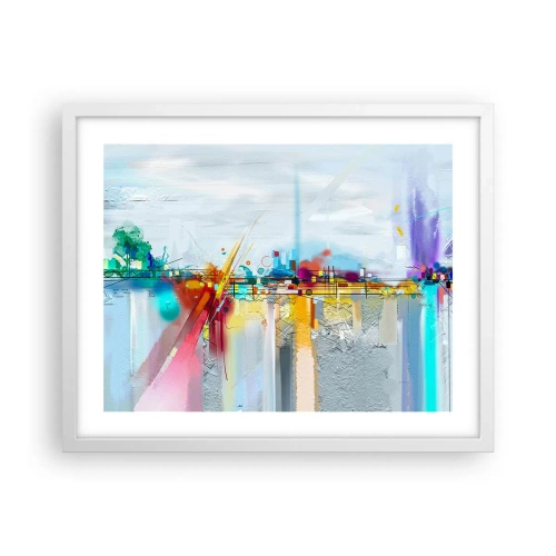 Póster en marco blanco - Un puente de alegría sobre el río de la vida - 50x40 cm