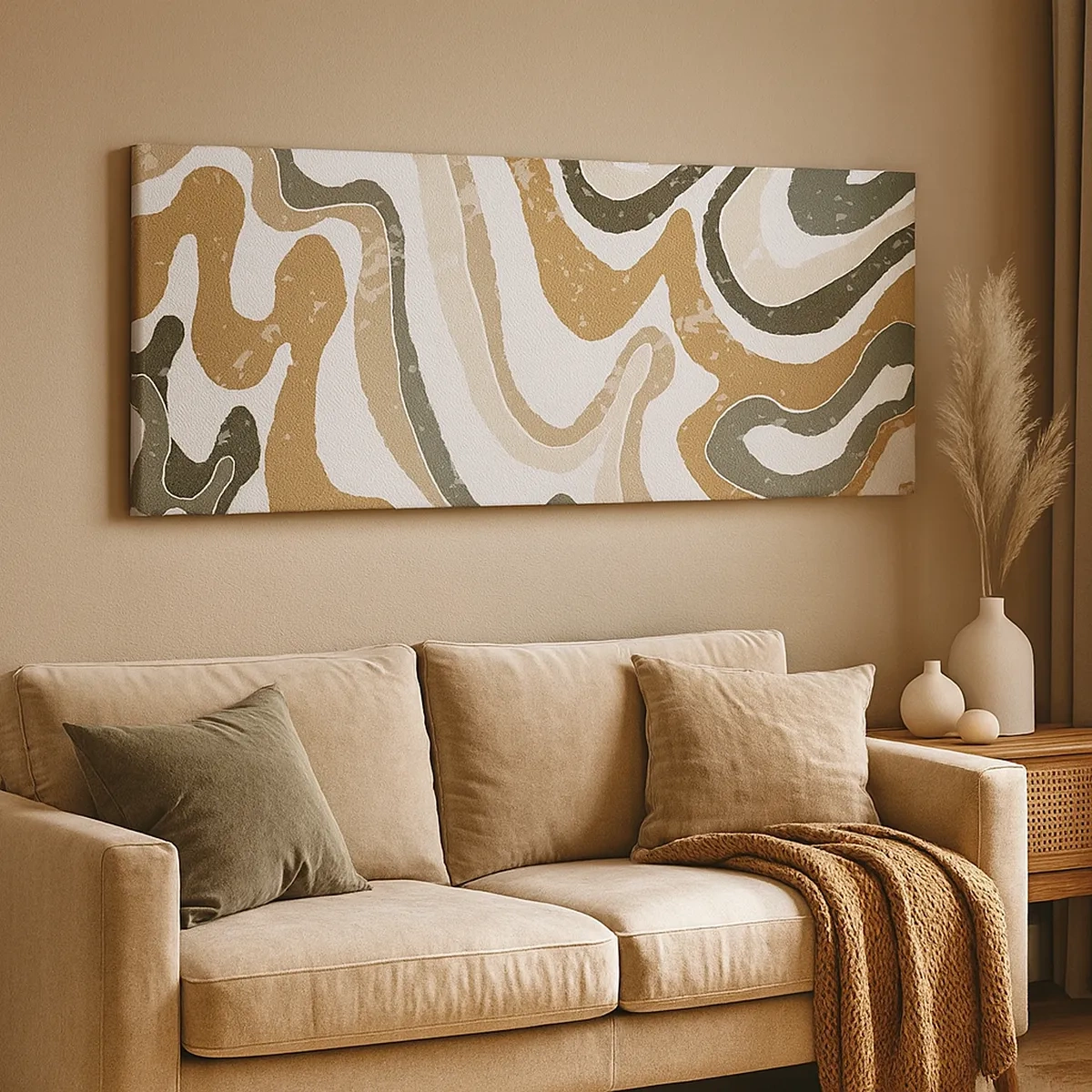 Cuadro sobre lienzo - Impresión de Imagen - Meandros de colores terrosos - 30x30 cm